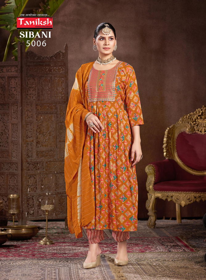 Sibani Vol 5 By Taniksh Rayon Printed Anarkali Kurti Bottom With Dupatta Wholesalers In Delhi
